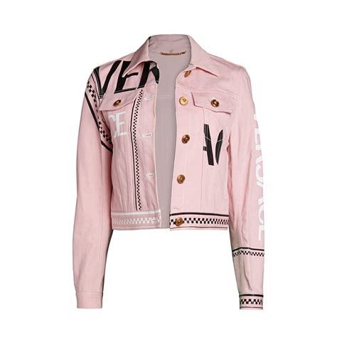 versace pink jacket black and gold|versace denim jacket women's.